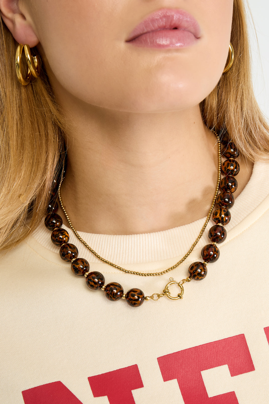 Ketting met grote kralen – retro panterprint
