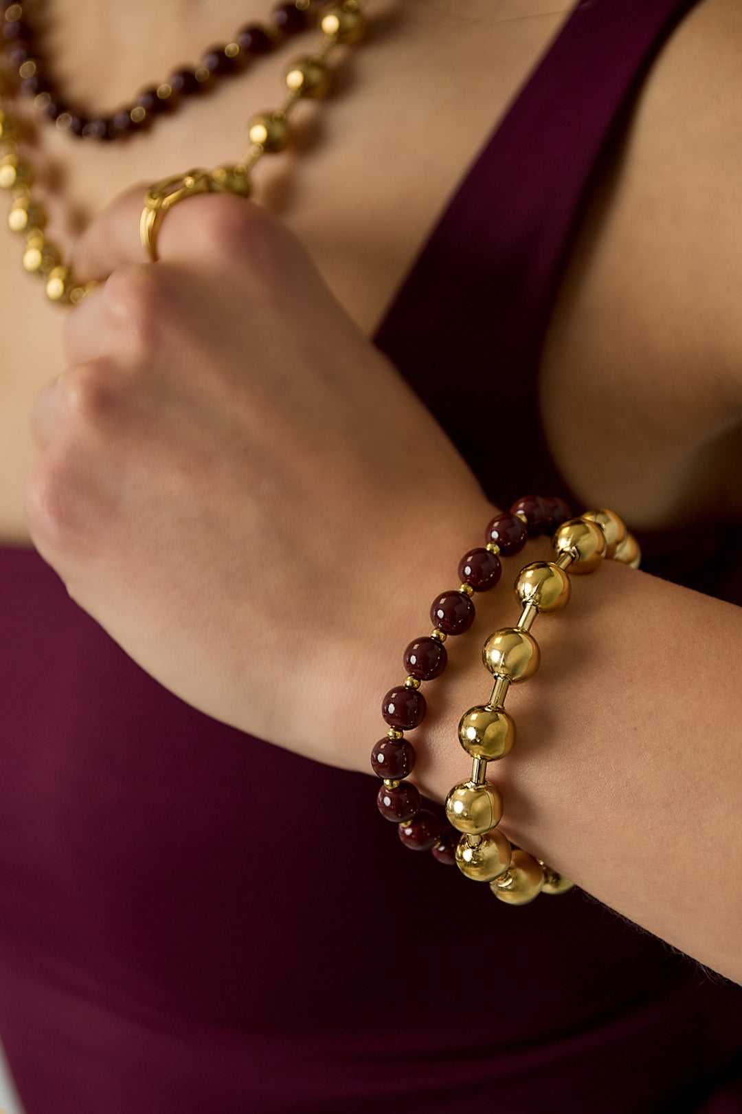 Stainless Steel Beaded Bracelets Beads Casual Daily Simple Series Women's jewelry