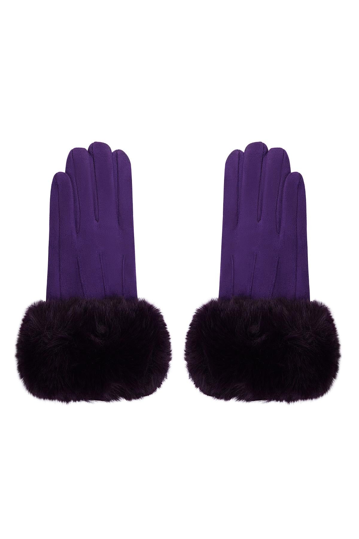Handschoenen faux fur met suède look