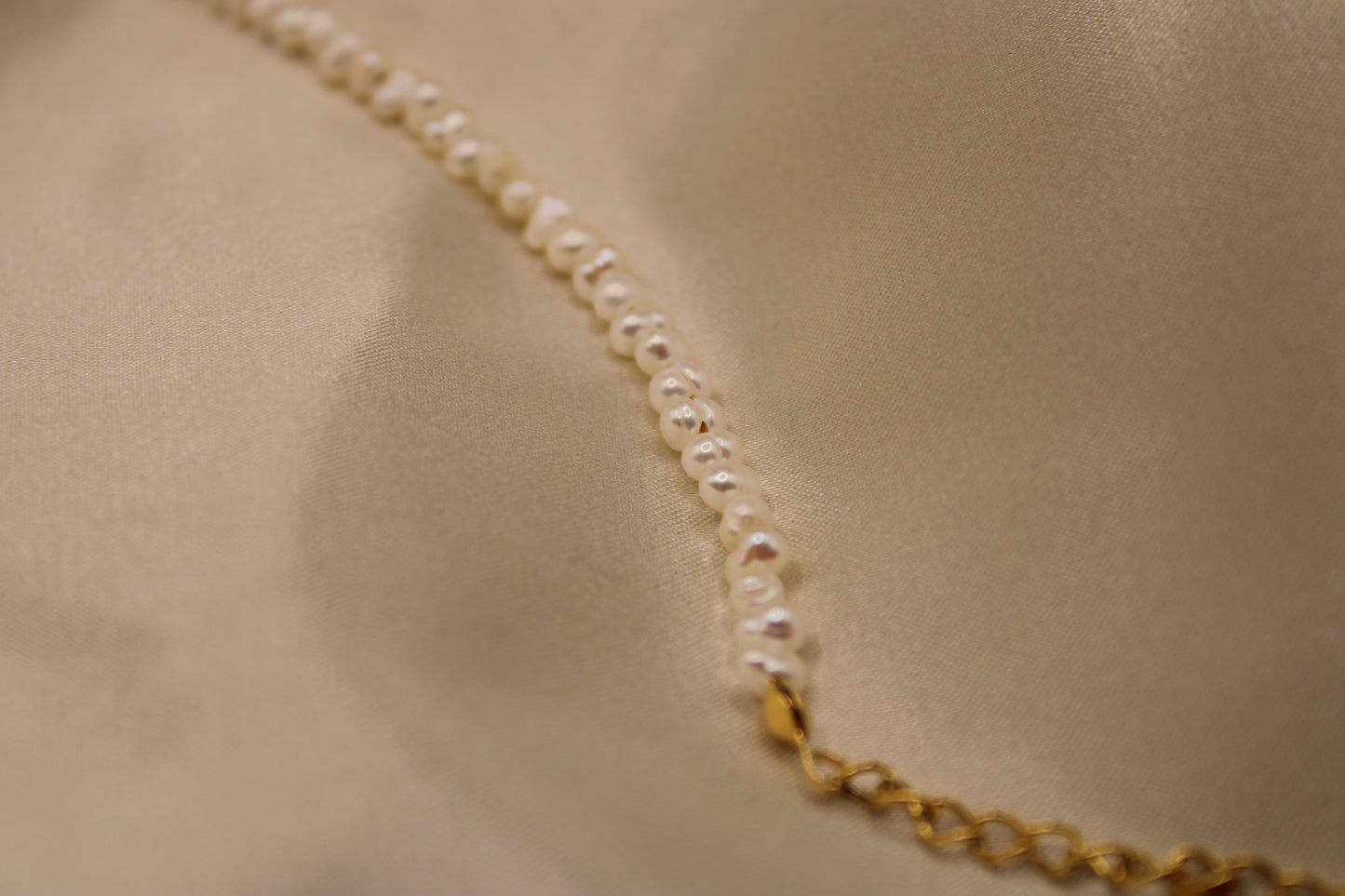 Elegante armband met zoetwaterparel en goudkleurige stainless steel sluiting.