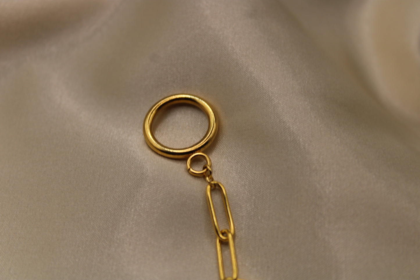 Goudkleurige stainless steel ketting met natuurlijke apatiet en rozenkwarts.