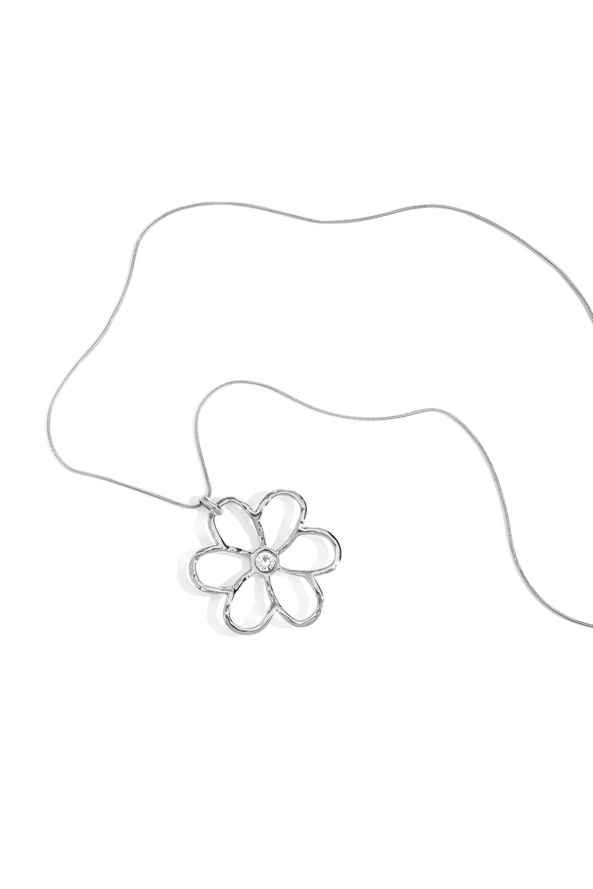Lange RVS ketting met bloemhanger