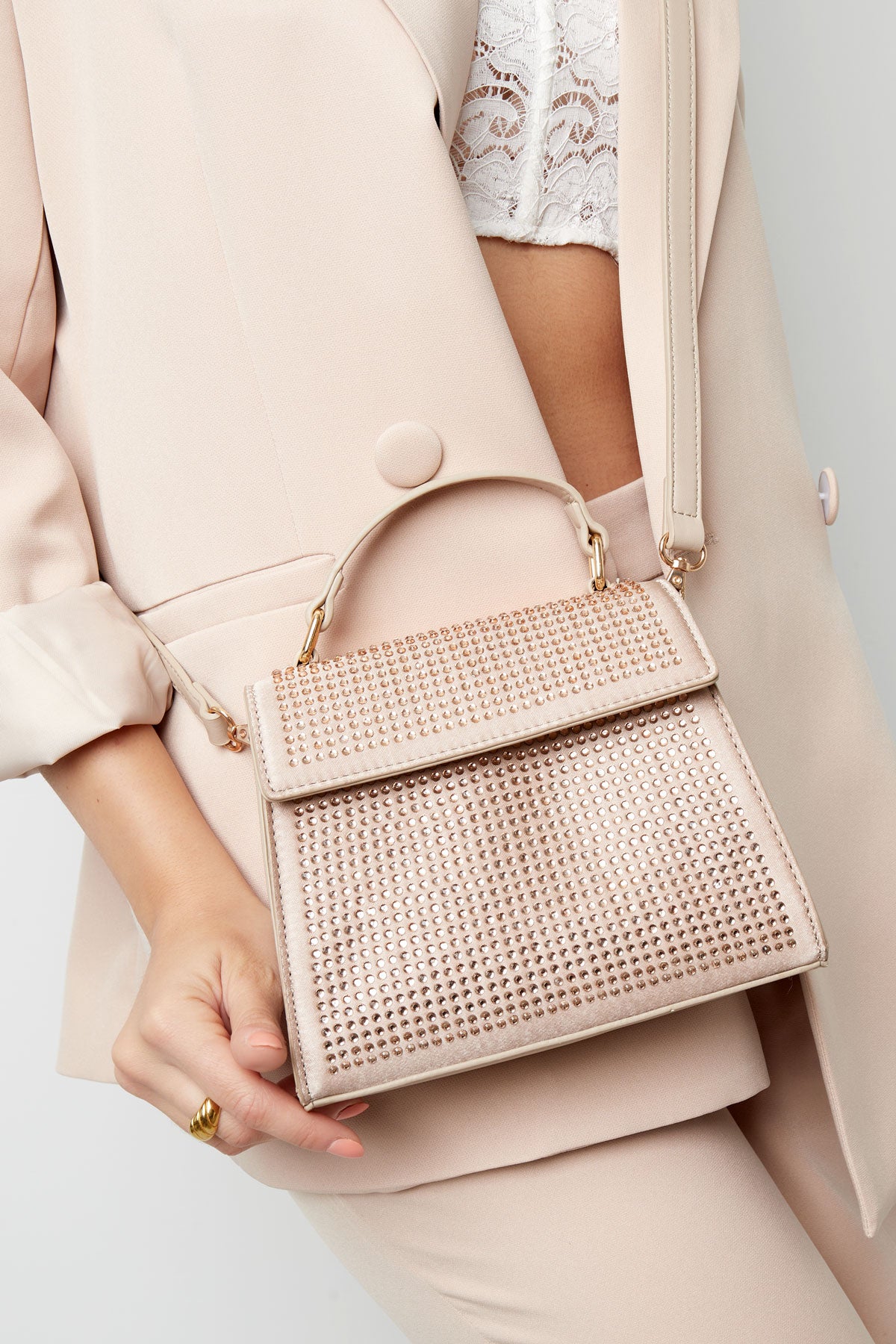 Handbag strass - lilac PU