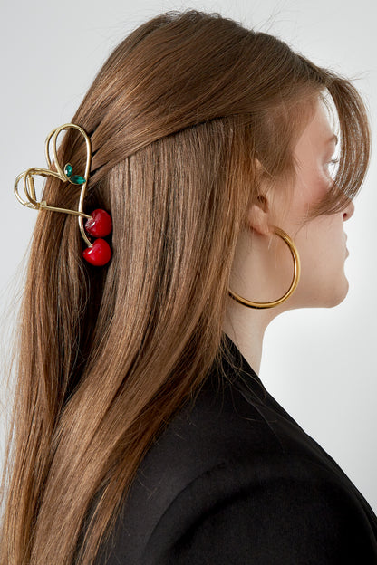 large cherry hair clip