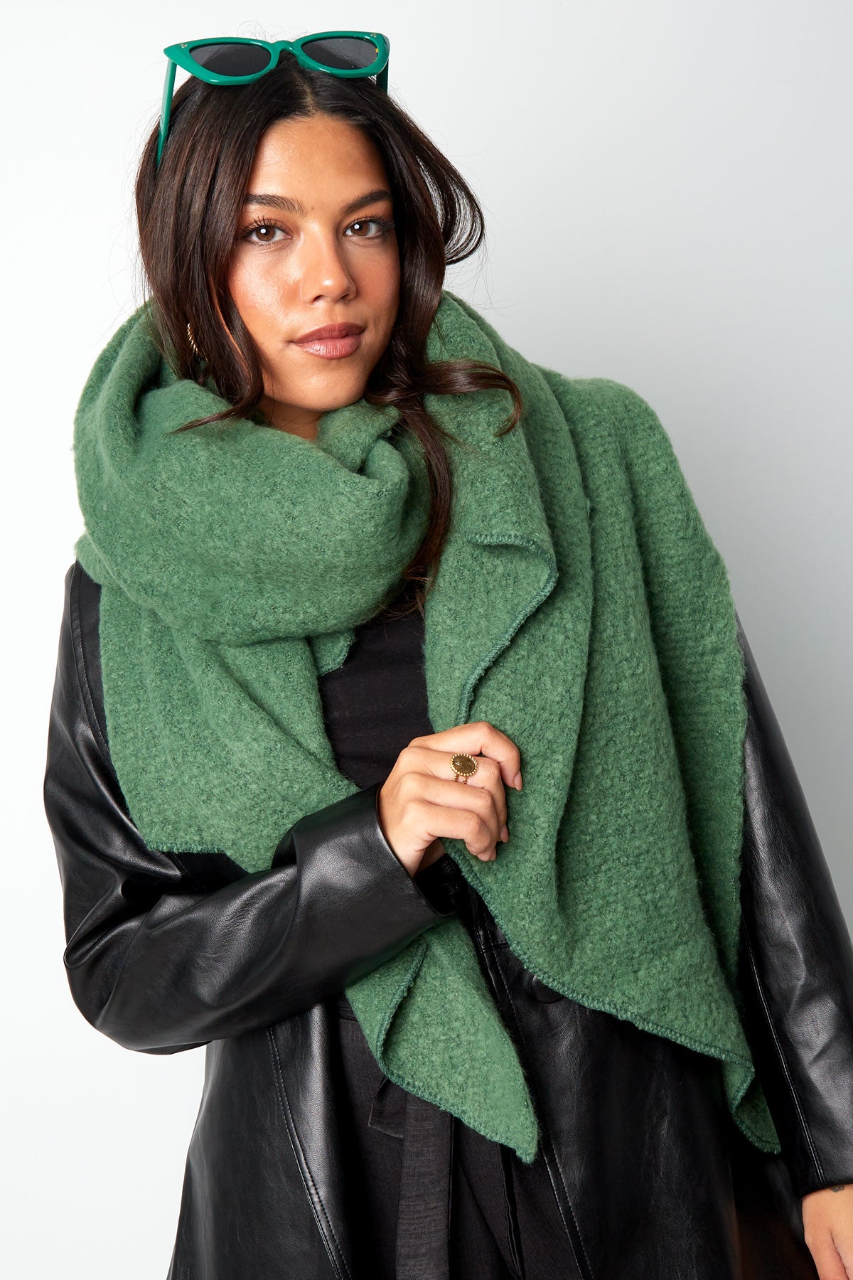 Zachte winter sjaal koraal polyester