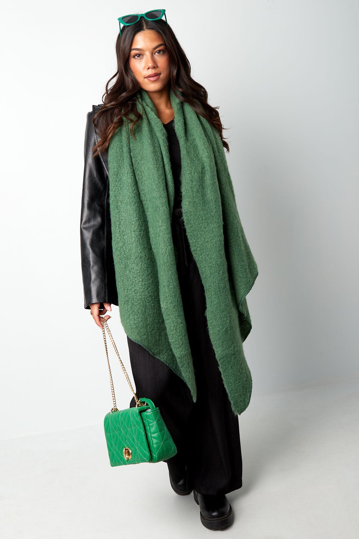 Zachte winter sjaal koraal polyester