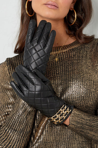 Handschoenen geruit met ketting