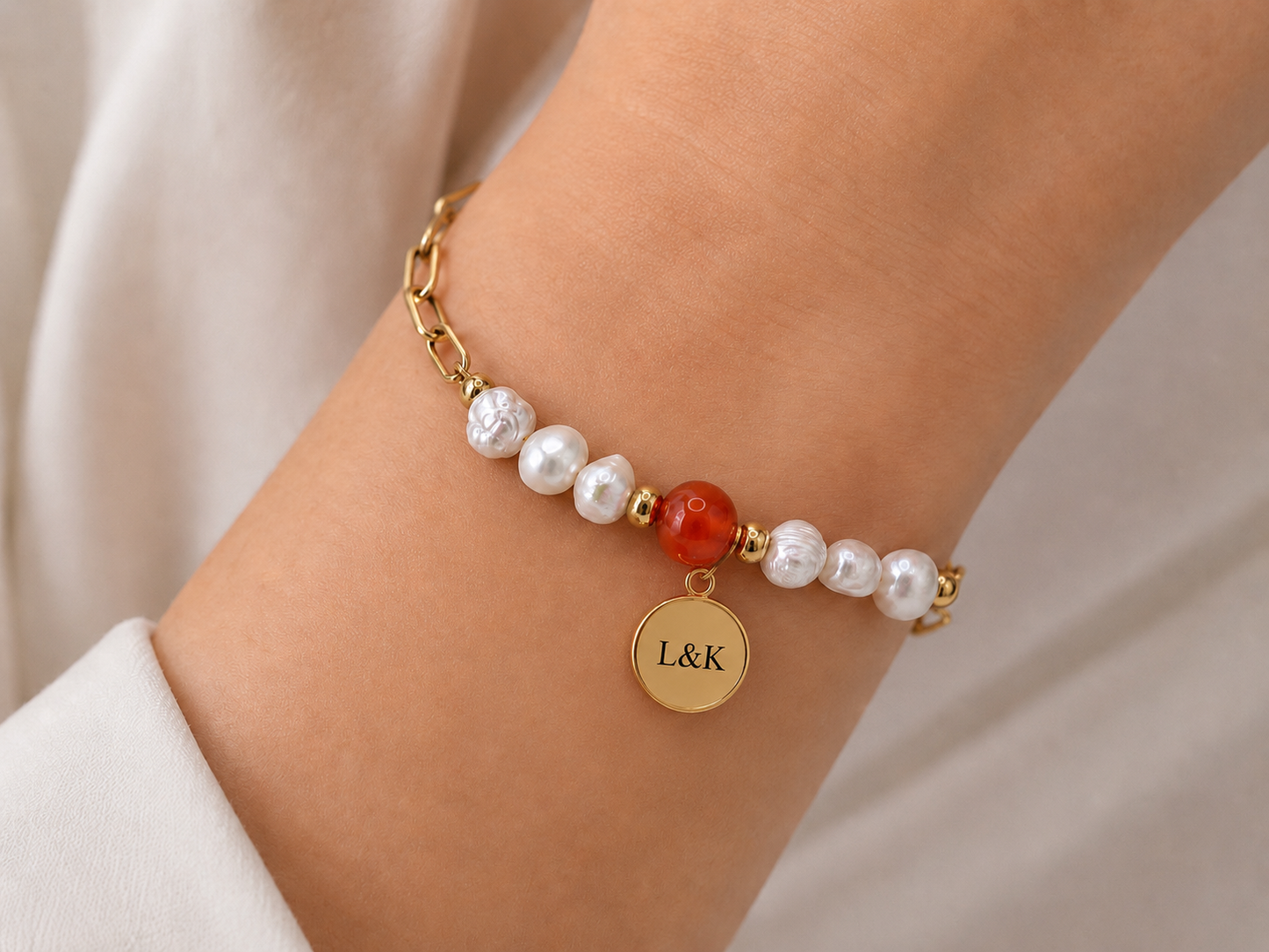 Carneool & Parel Armband