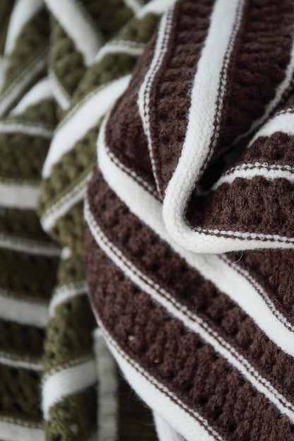 Knitted Polyester Fiber Women's Knit Sweaters Casual Stripes