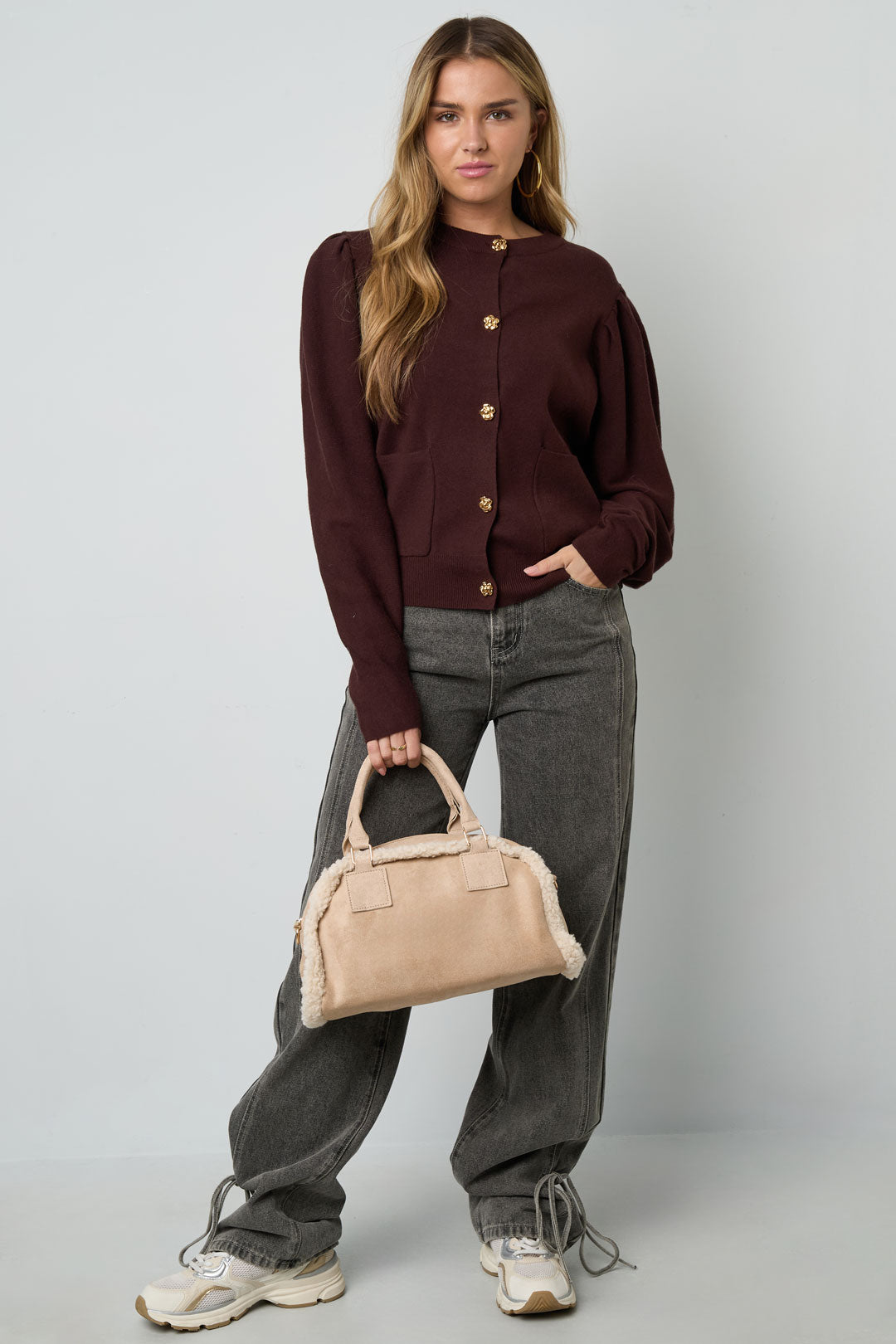 Schoudertas met teddy-details