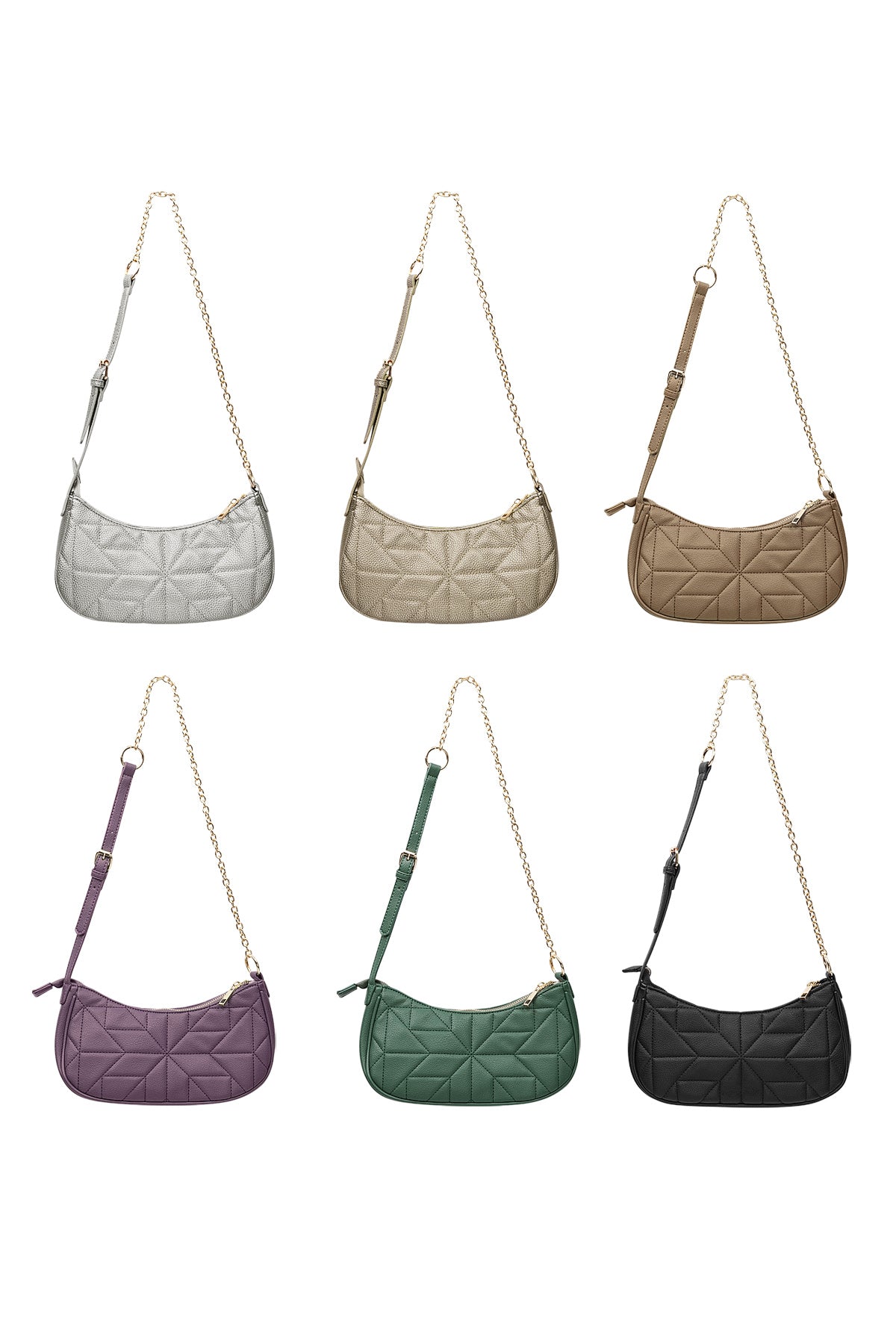 Stitched shoulder bag Gold Color hardware - gray