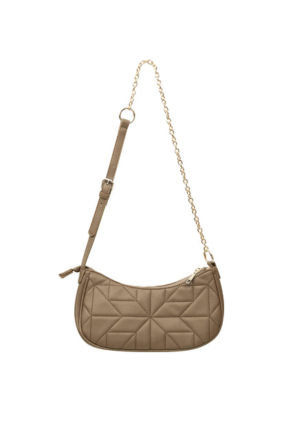 Stitched shoulder bag Gold Color hardware - gray