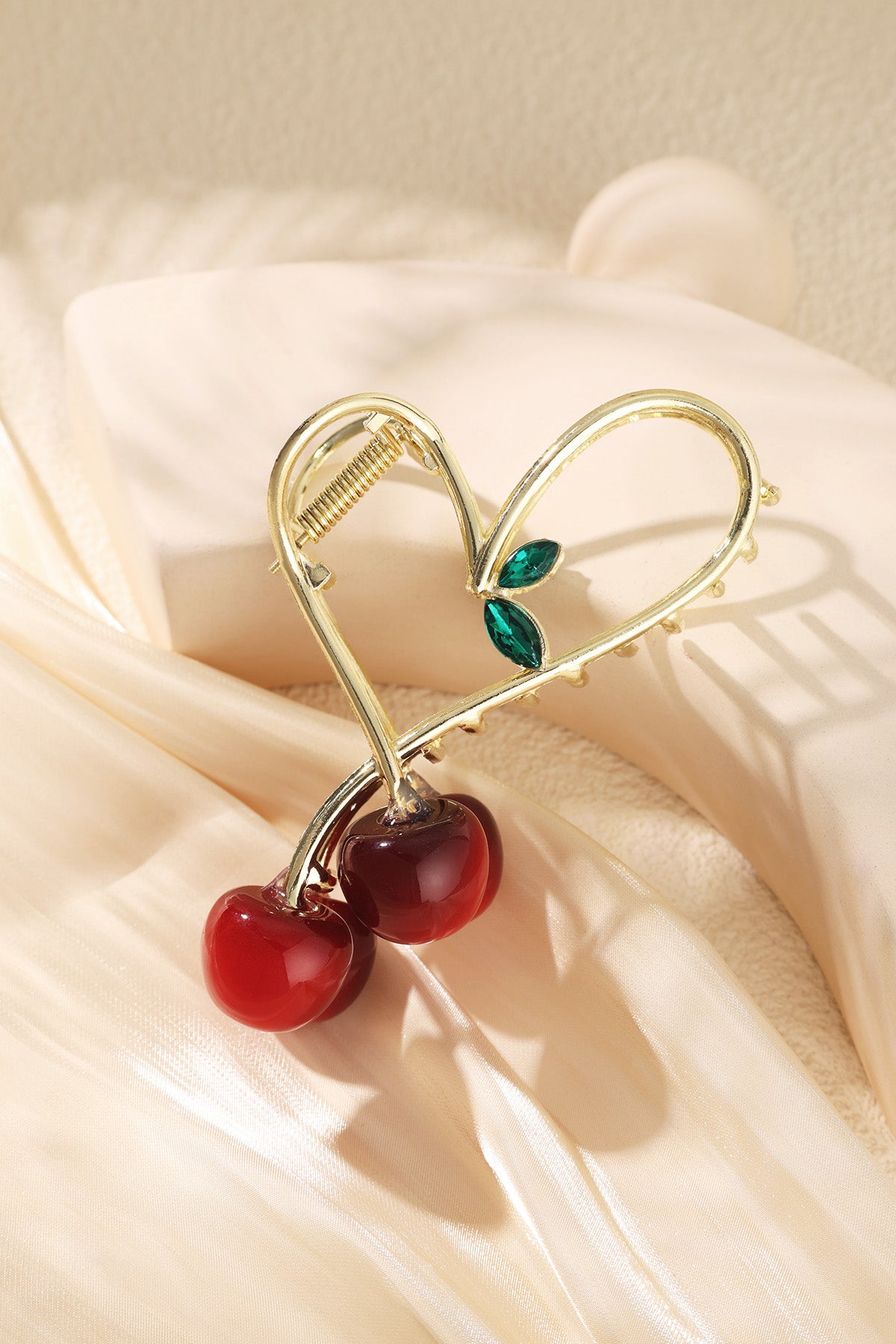 large cherry hair clip