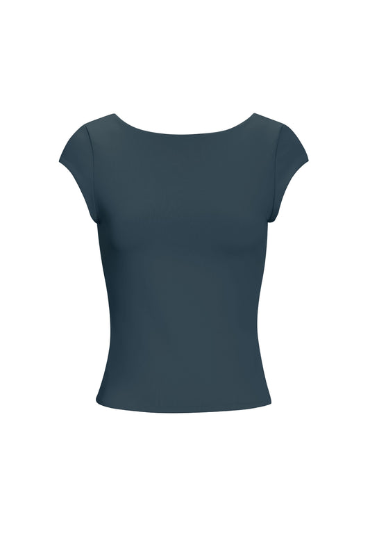 Nylon Knitted Women's T-shirt Basic Solid Color Spring/Summer