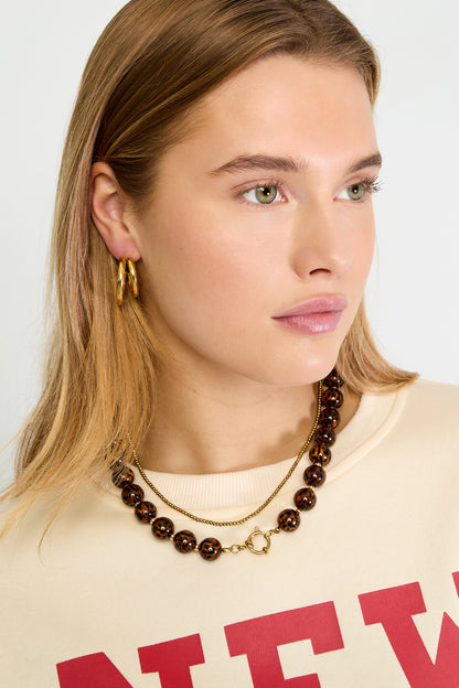 Ketting met grote kralen – retro panterprint