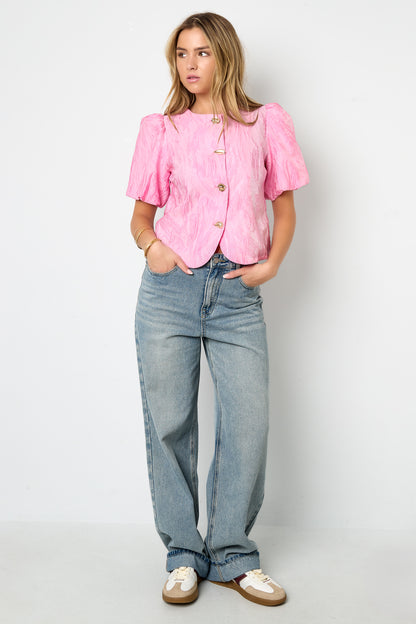 Woven Polyester Fiber Women's Short Sleeve Tops Elegant Solid Color Spring/Summer