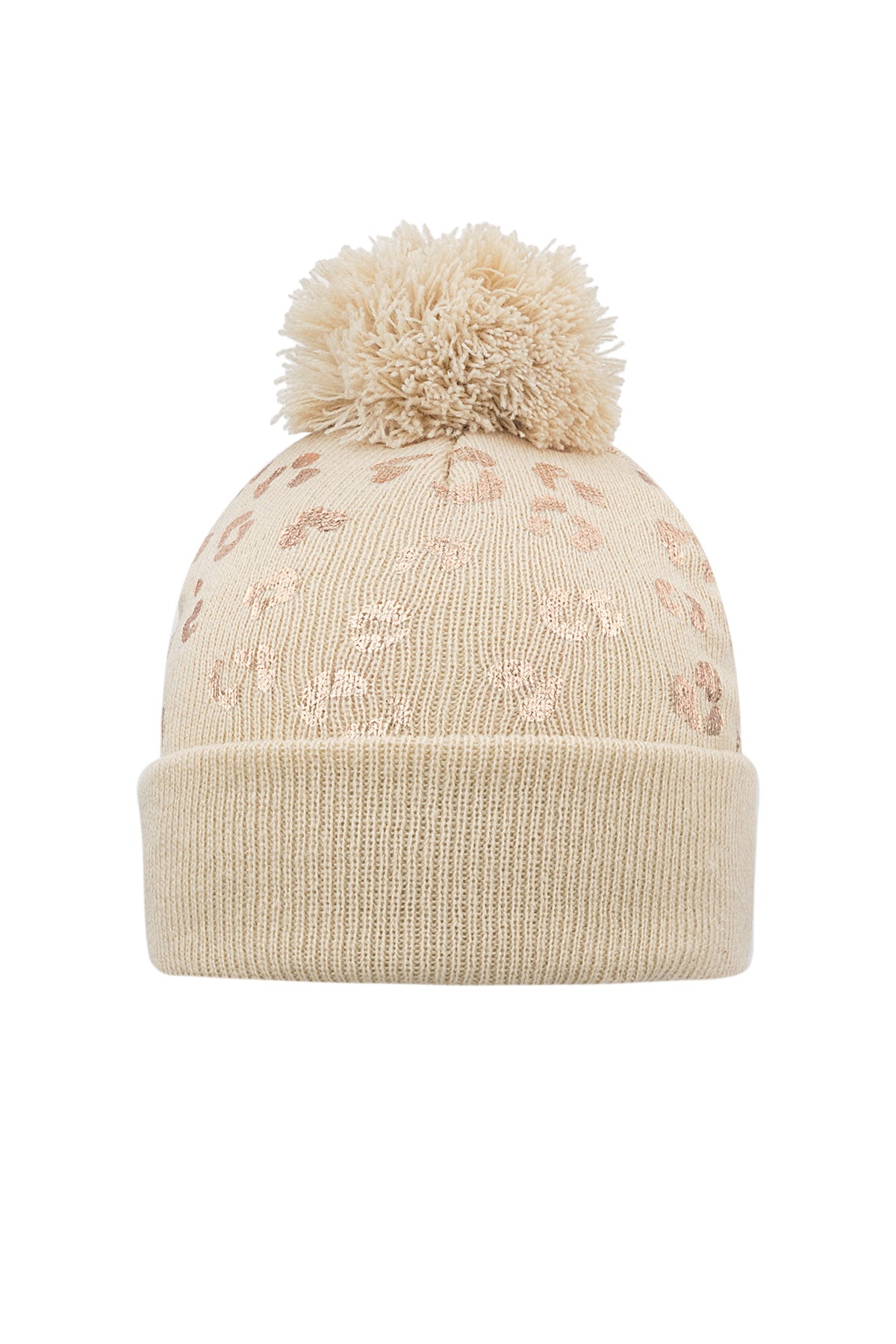 Tiger print pompom hat