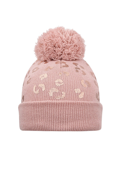 Tiger print pompom hat