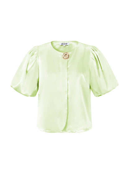 Woven Polyester Fiber Women's Short Sleeve Tops Elegant Solid Color