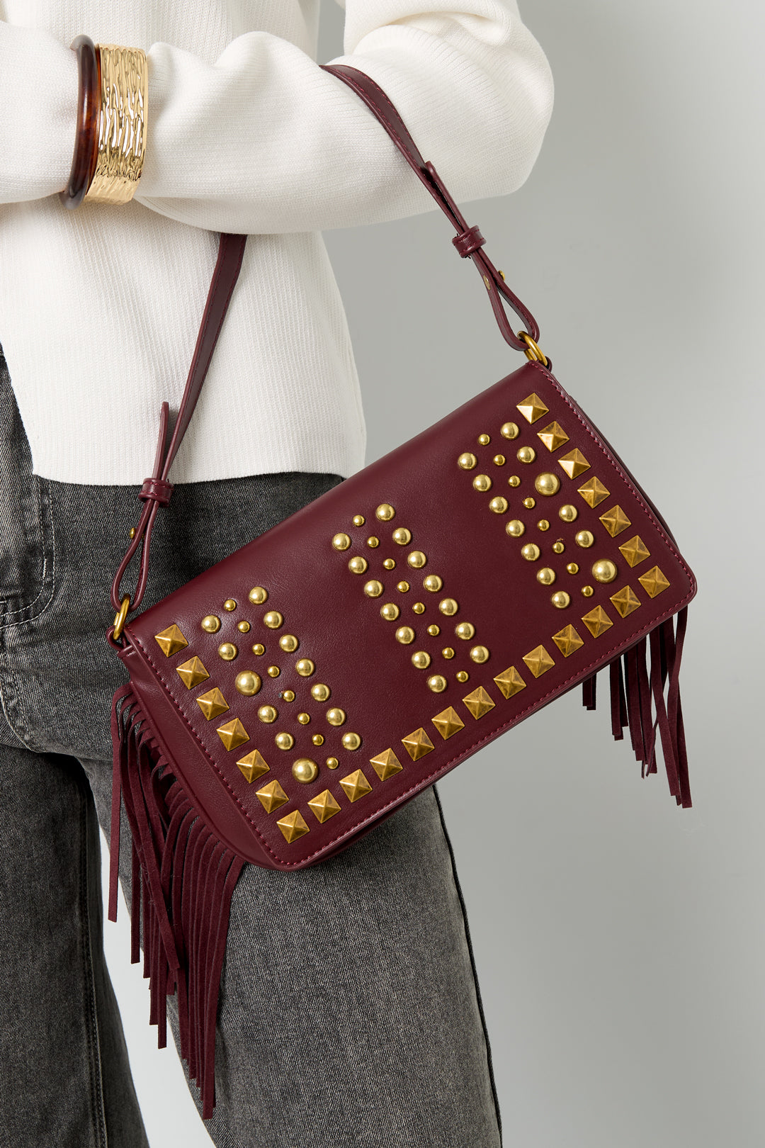 Schoudertas met geometrisch design – punk stijl