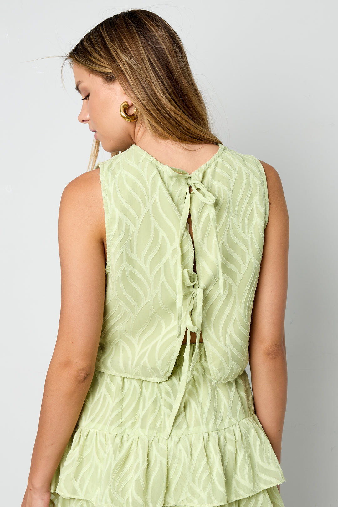 Woven Polyester Fiber Women's Sleeveless Tops Elegant Botanical 2-piece Set