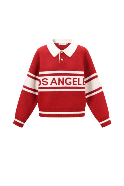 Knitted Polyester Fiber Women's Knit Sweater Sporty Letters