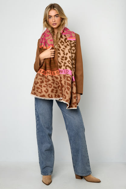 Striking scarf with prints and text