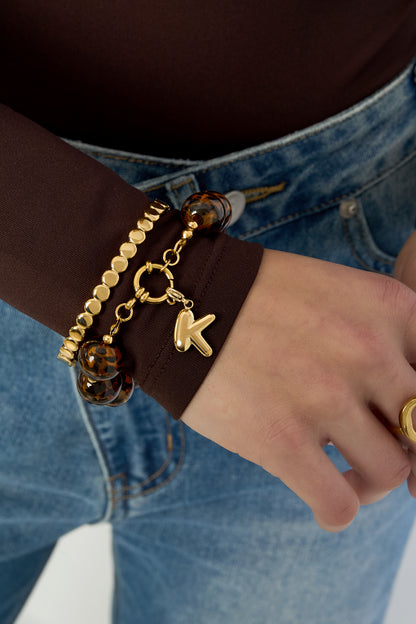 Armband met panterprint kralen – 16 mm