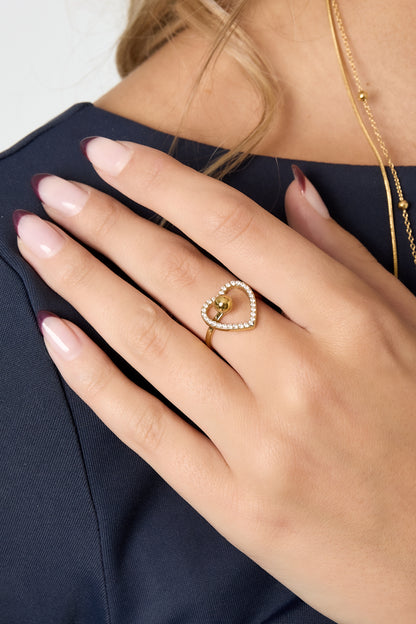Statement ring met hartje