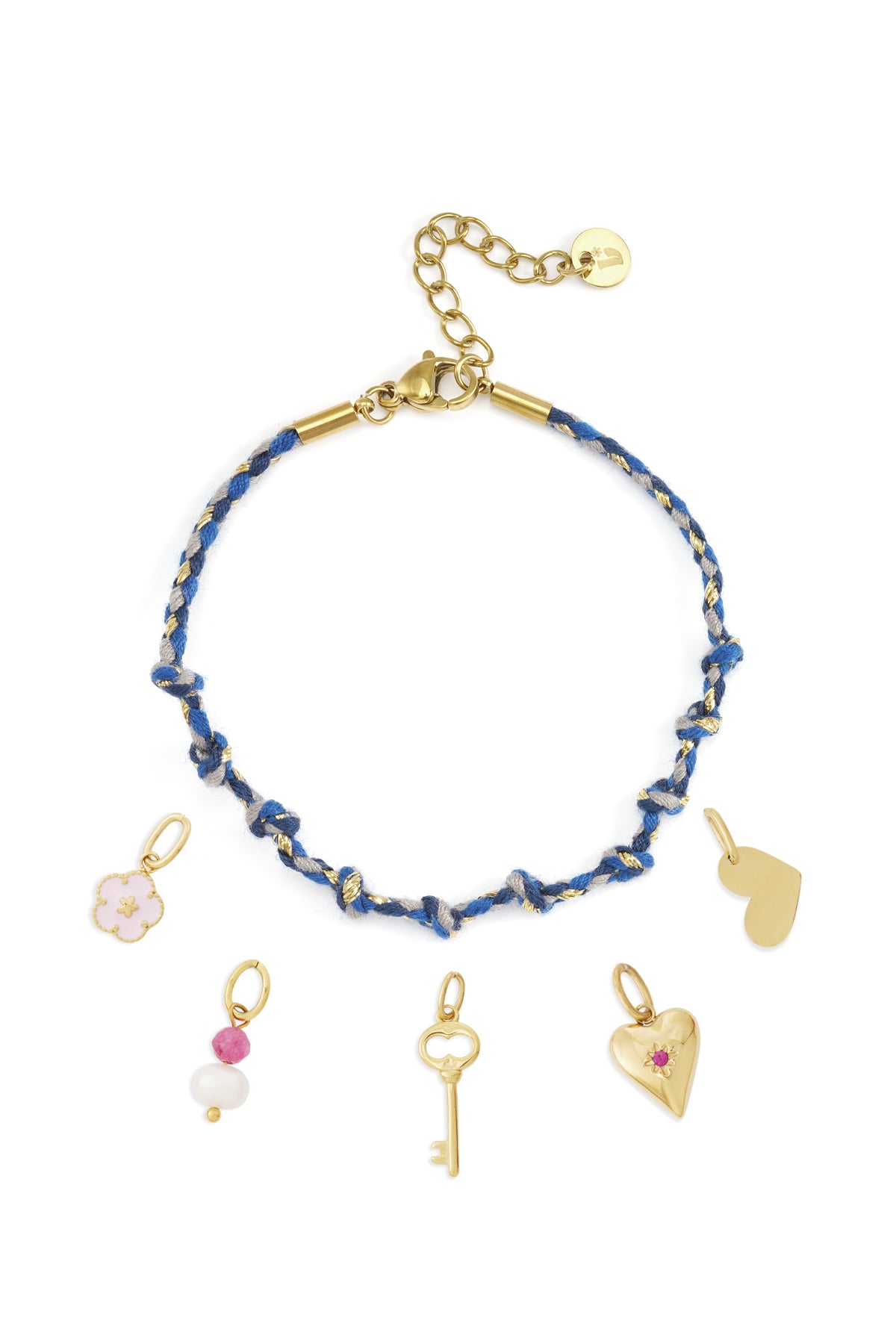 Armband met gekleurde koordschakels