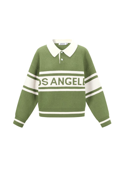 Knitted Polyester Fiber Women's Knit Sweater Sporty Letters