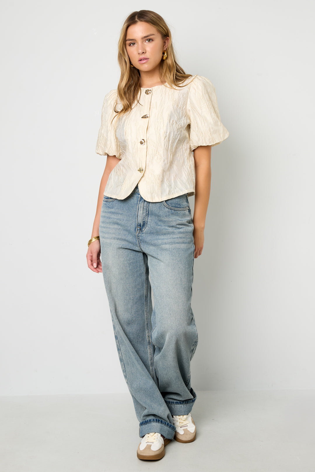 Woven Polyester Fiber Women's Short Sleeve Tops Elegant Solid Color Spring/Summer