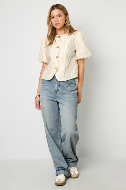 Woven Polyester Fiber Women's Short Sleeve Tops Elegant Solid Color Spring/Summer