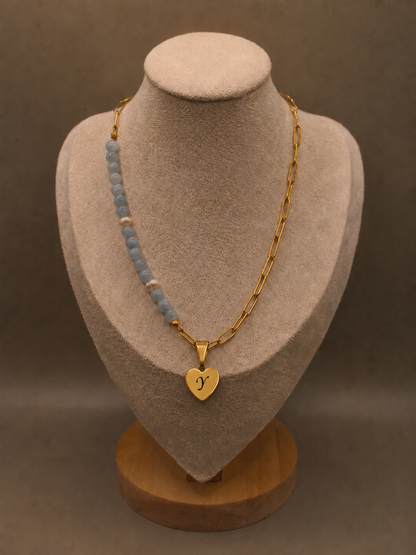Ketting van Aquamarijn en Parels