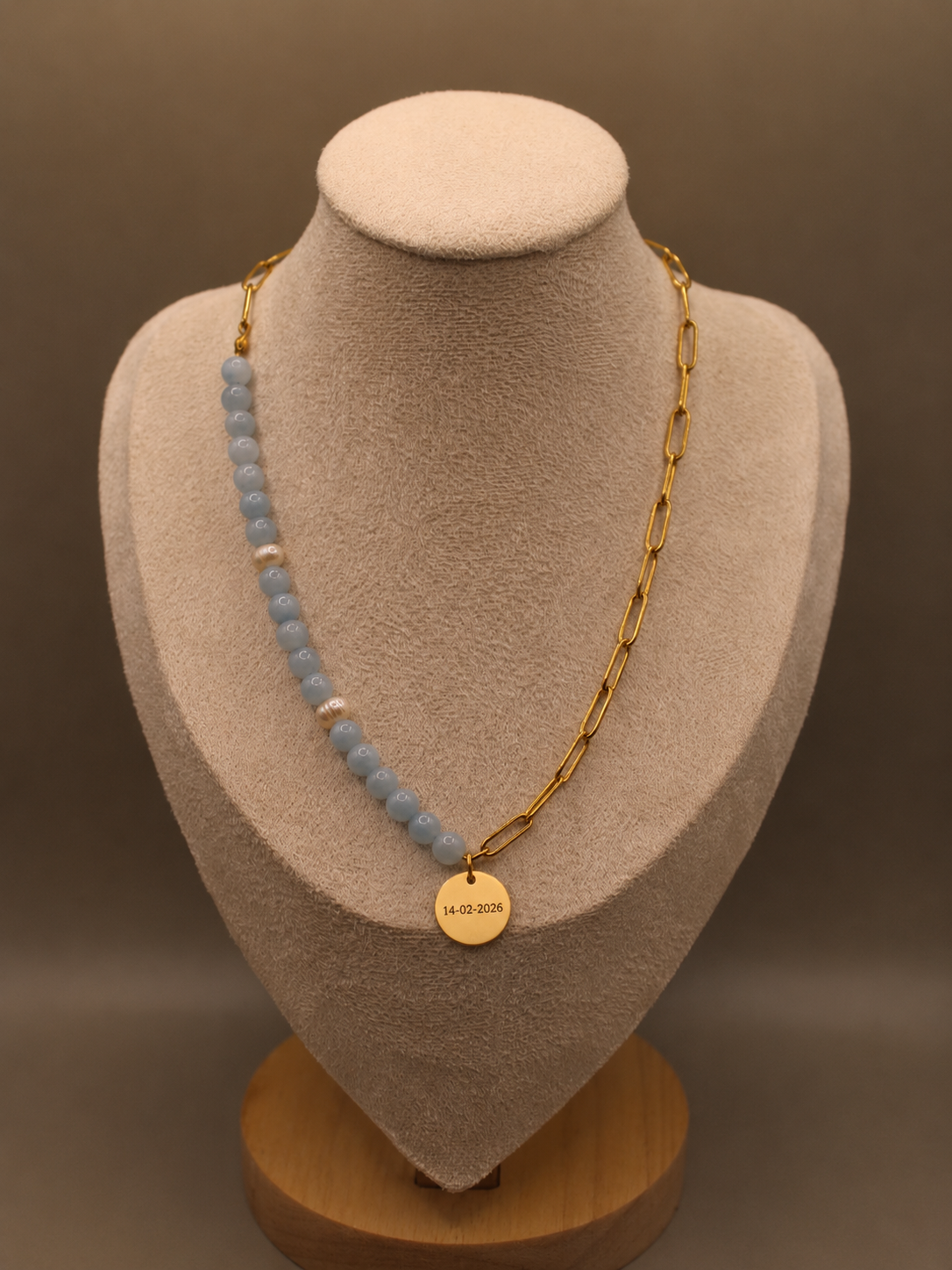 Ketting van Aquamarijn en Parels