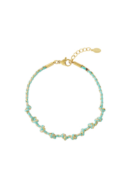 Groene koord armband met gekleurde schakels en bedels