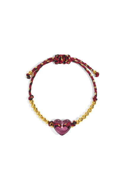 Casual armband met hartbedel – paars