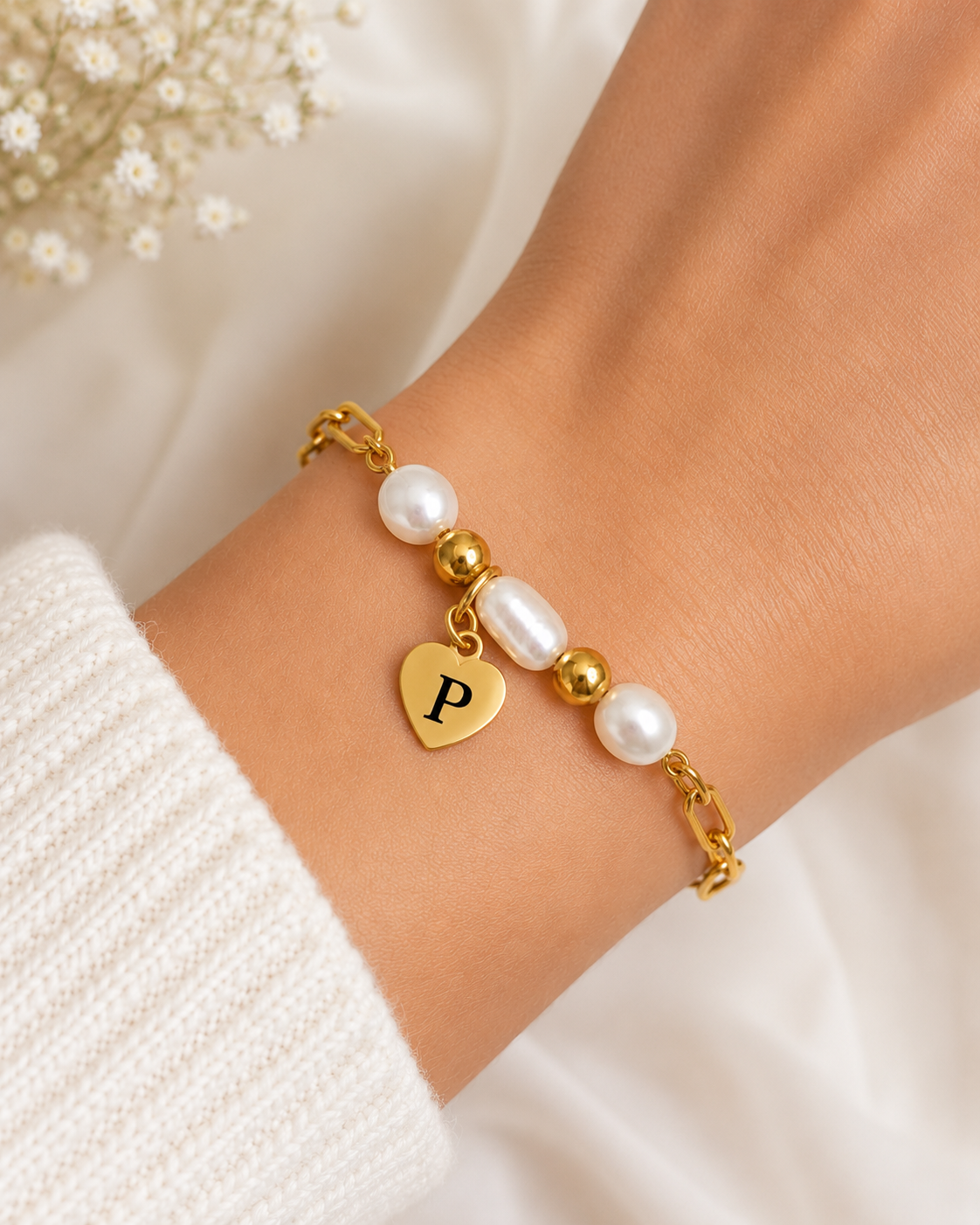 Sieradenset Parels met goudkleurige details