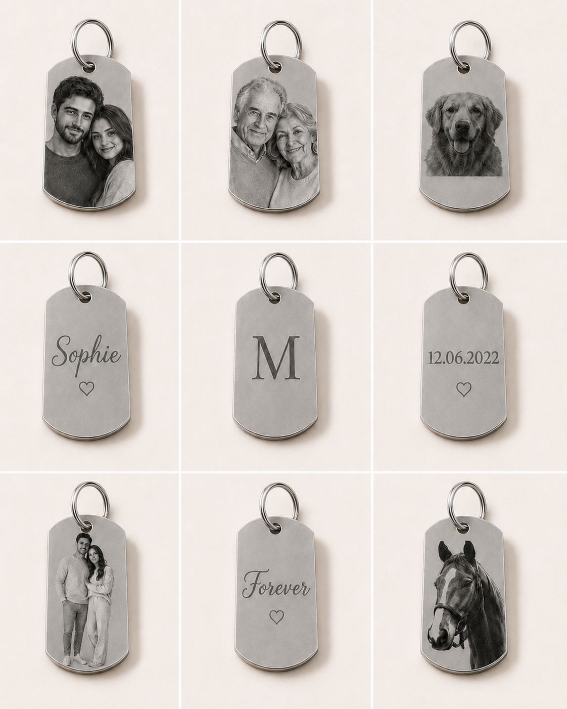 Zilverkleurige Sleutelhanger met Gepersonaliseerde Gravure