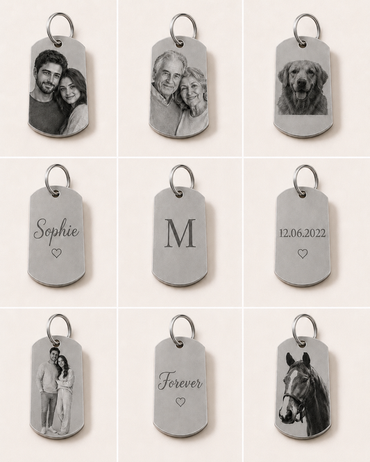 Zilverkleurige Sleutelhanger met Gepersonaliseerde Gravure