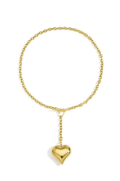 Ketting met hart hanger – goudkleurige middellange ketting met hart hanger