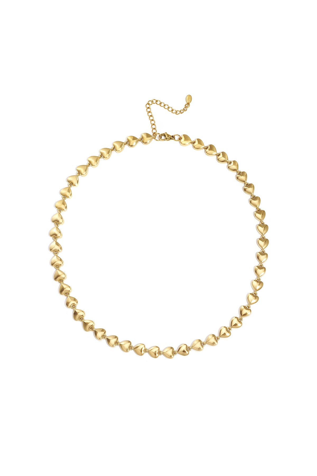 Ketting met hart schakels – gold color, fijne roestvrijstalen ketting met subtiele hart schakels