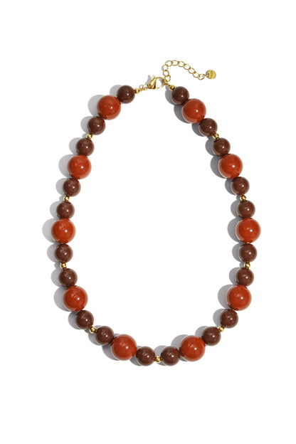 Ketting met kralen – Crimson, korte kralenketting met rode kralen in verschillende groottes