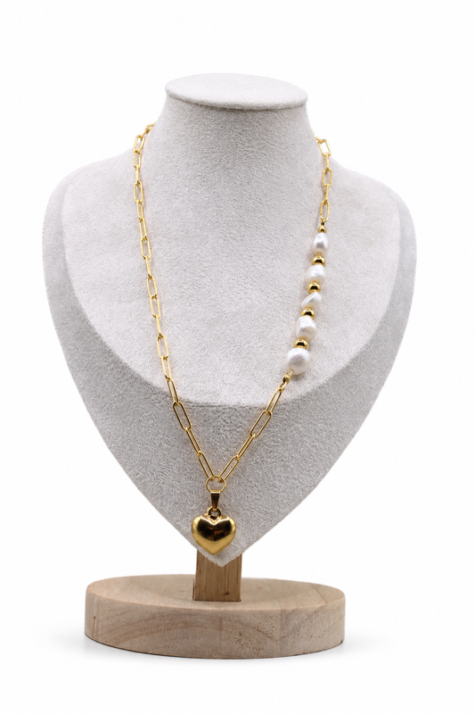 Parel Ketting met Goudkleurige Schakels