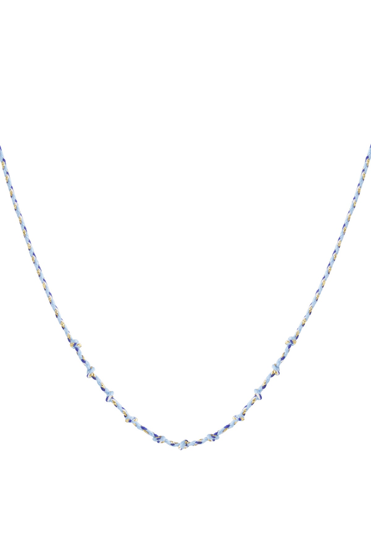 Korte katoenen ketting in Blue – korte katoenen damesketting met blauw koord