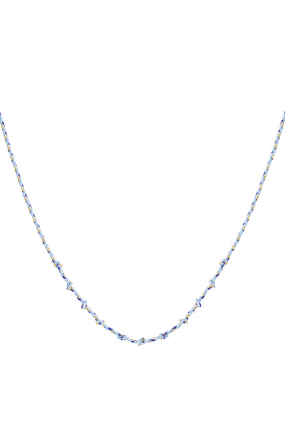 Korte katoenen ketting in Blue – korte katoenen damesketting met blauw koord