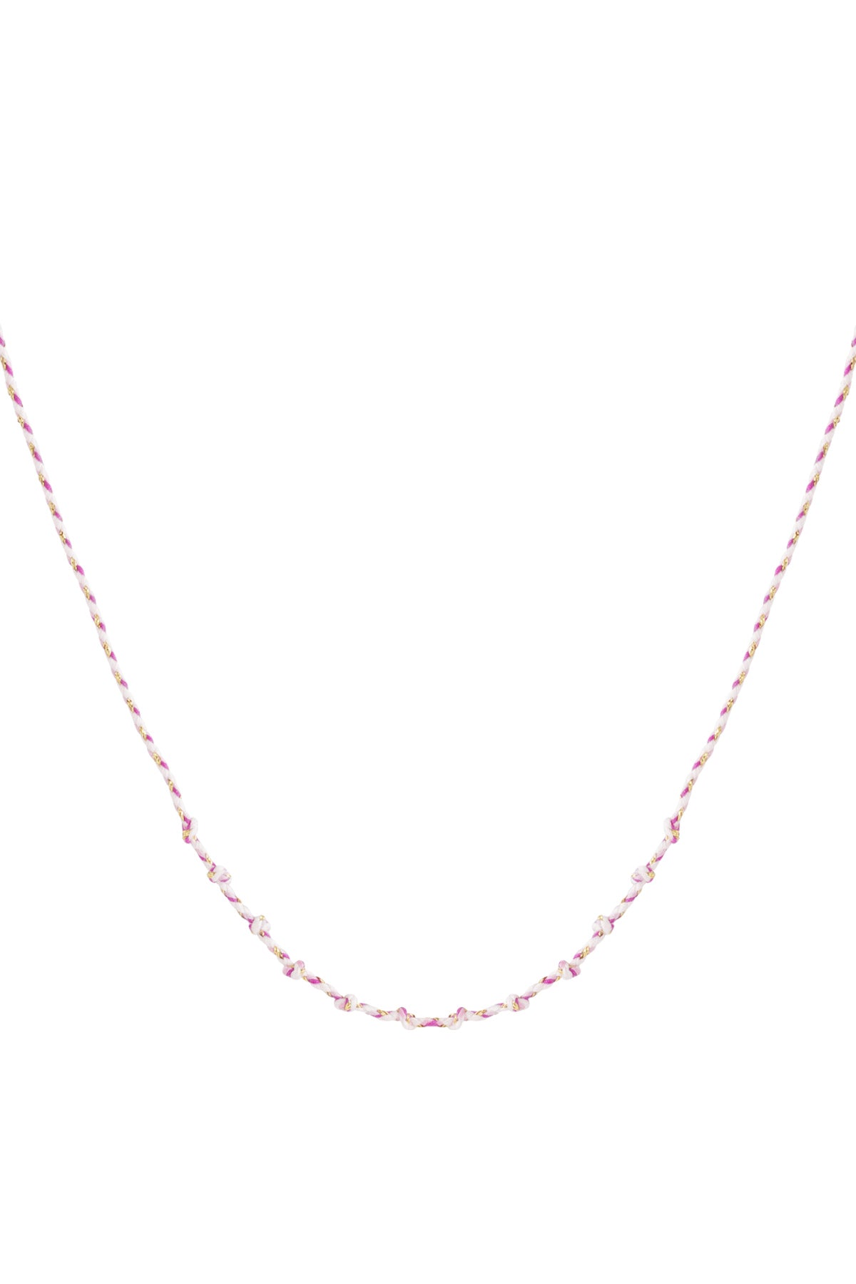 Korte katoenen ketting in Pink – korte katoenen damesketting met roze koord