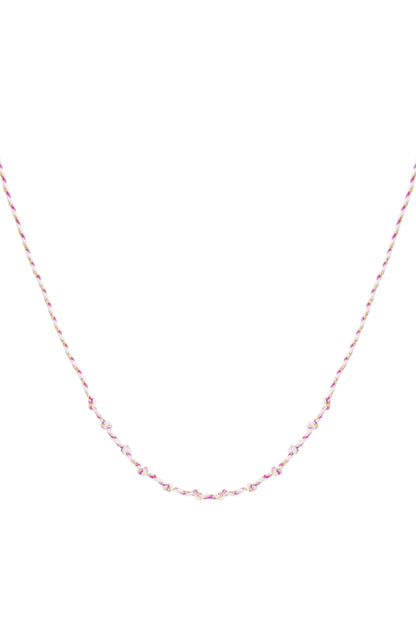 Korte katoenen ketting in Pink – korte katoenen damesketting met roze koord