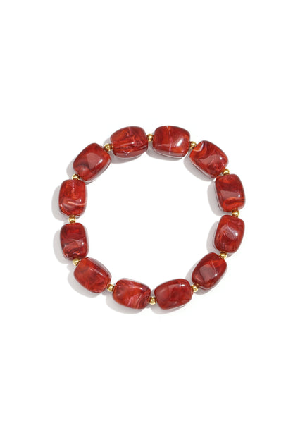 Crimson retro kralenarmband van acryl met goudkleurig details