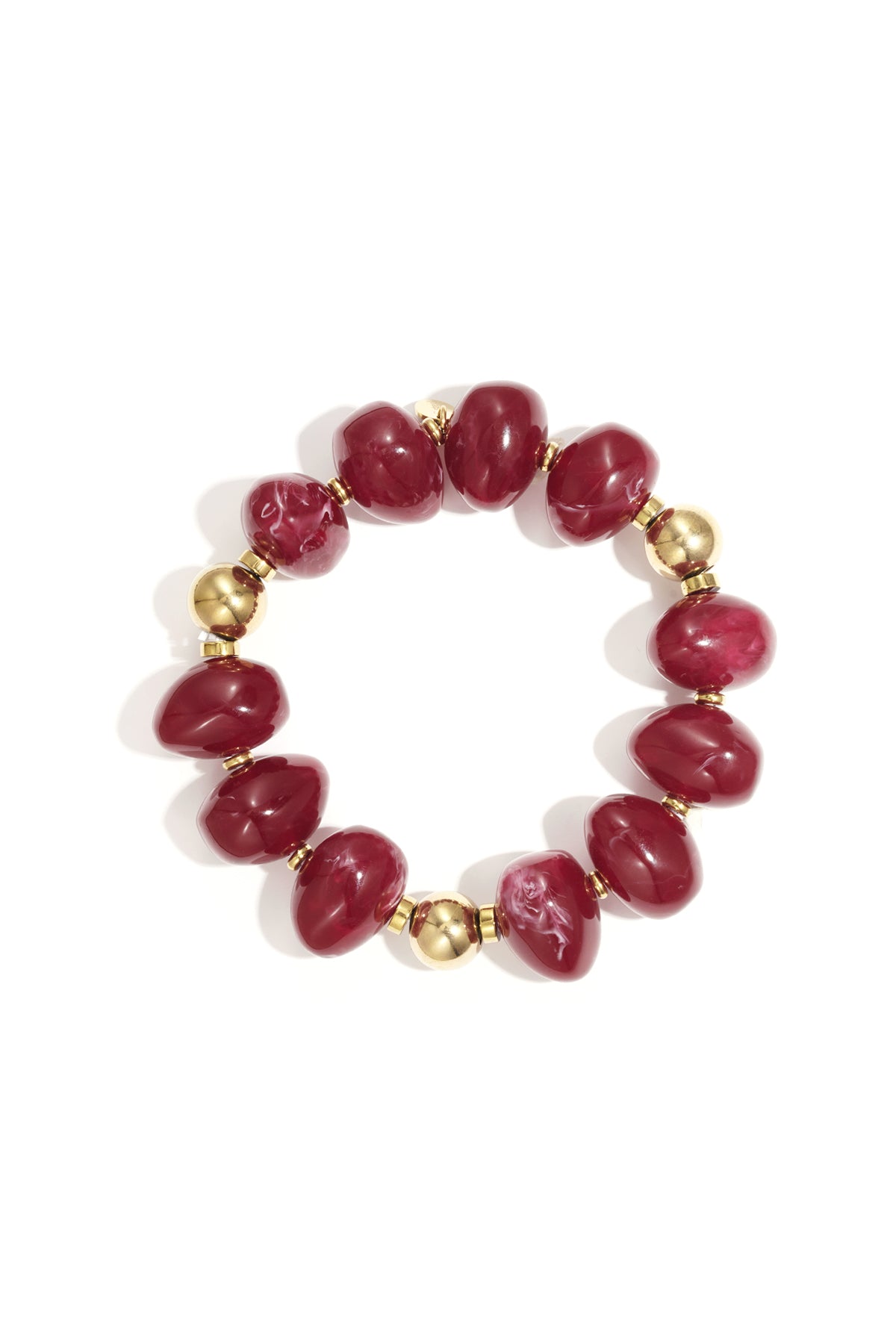 Statement armband met hars kralen wine red